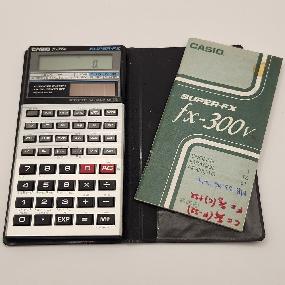 Vintage Casio FX-300v SUPER-FX Solar Powered Scientific Calculator Tested Works - Picture 2 of 5